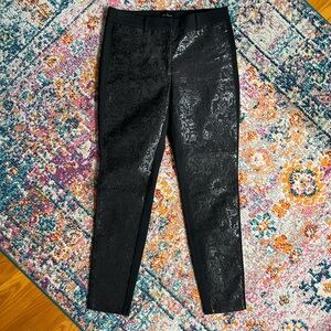 WHBM Skinny Jacquard‎ Print Front Panel Black Pants